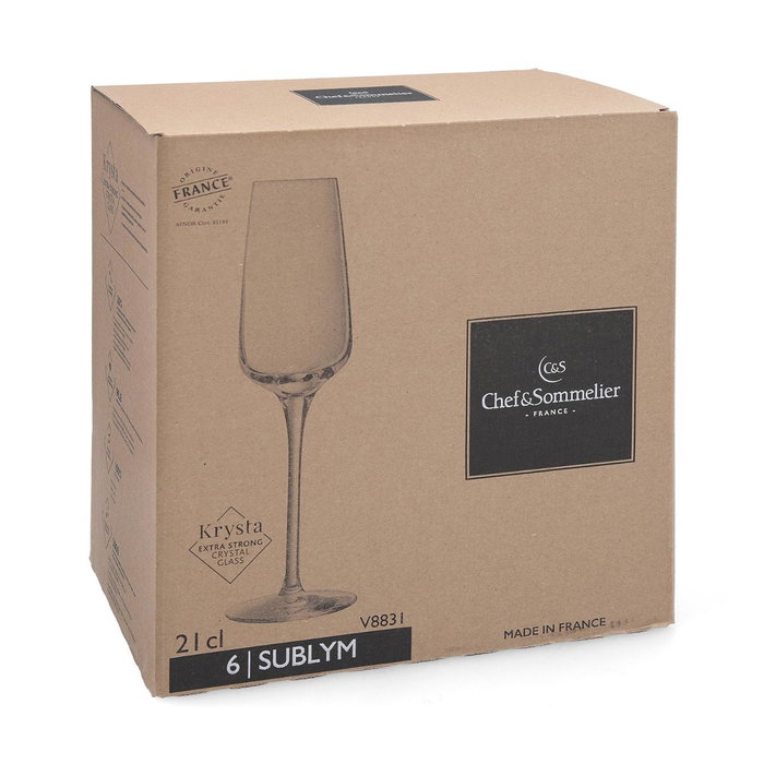 Caja 6 Copas Flauta Krysta Eco Sublym Chef & Sommelier 21 cL