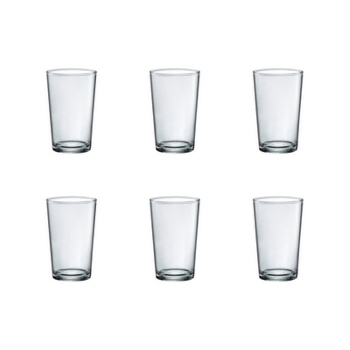Bormioli Vaso Caña Lisa - Vidrio Tensionado, 9 cl, Altura 86 mm, Diámetro 50 mm, Borde Grueso (Set de 12)