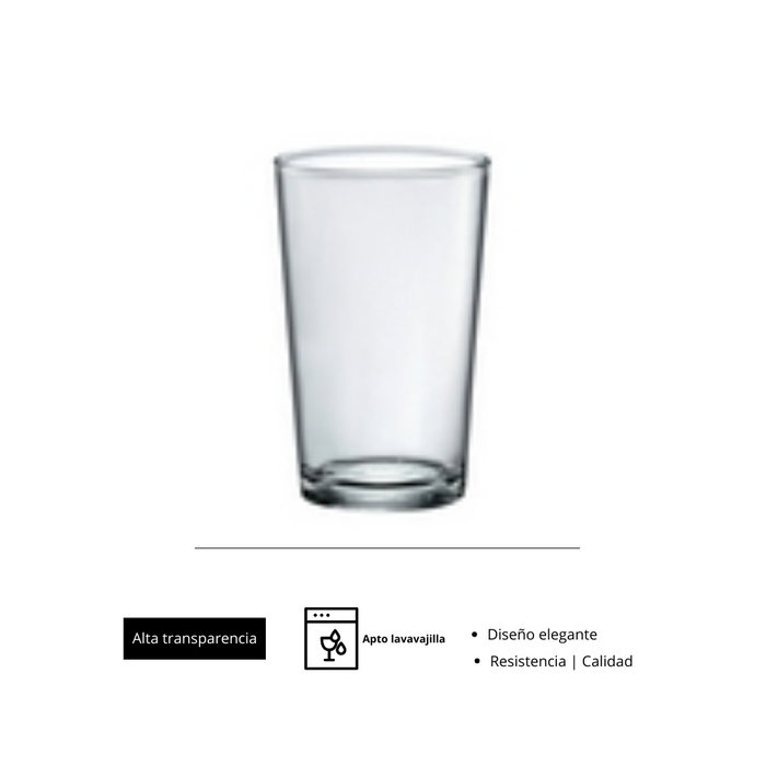 Bormioli Vaso Caña Lisa - Vidrio Tensionado, 9 cl, Altura 86 mm, Diámetro 50 mm, Borde Grueso (Set de 12)
