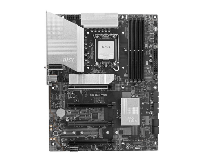MSI PRO B860-P WiFi (601-7E41-02S) Placa Base ATX, Socket LGA 1851 para Intel Core Ultra, Chipset B860, Wi-Fi 7, PCIe 5.0, 4xM.2, DDR5 8600(OC) MT/s, Thunderbolt 4