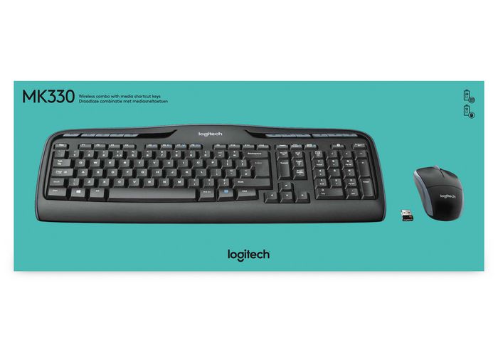 Logitech Combo Teclado y Ratón Inalámbrico MK330 con 11 Teclas de Acceso Rápido y Receptor USB Logitech Combo Teclado y Ratón Inalámbrico MK330 con 11 Teclas de Acceso Rápido y Receptor USB
