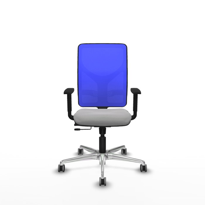 PIQUERAS Y CRESPO Silla de oficina Motilla con mecanismo Sincro/Traslack, Gris claro y Azul