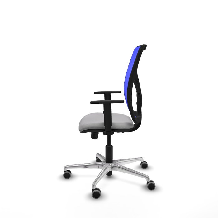PIQUERAS Y CRESPO Silla de oficina Motilla con mecanismo Sincro/Traslack, Gris claro y Azul