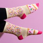 The Concept Factory Par Calcetines De Postre Mujer Talla 36-40 Modelos Surtidos: Donut Rosa, Donut Verde, Cupcake Rosa, Cupcake Azul