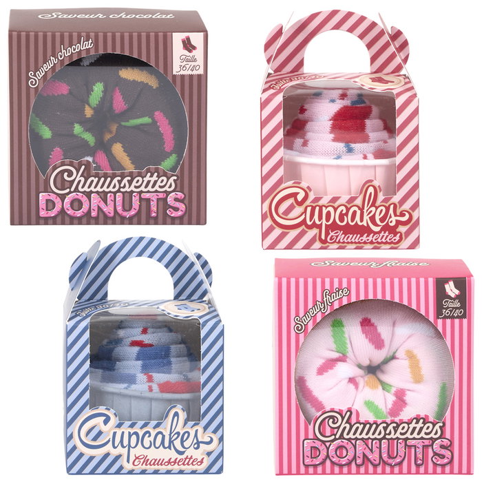 The Concept Factory Par Calcetines De Postre Mujer Talla 36-40 Modelos Surtidos: Donut Rosa, Donut Verde, Cupcake Rosa, Cupcake Azul The Concept Factory Par Calcetines De Postre Mujer Talla 36-40 Modelos Surtidos: Donut Rosa, Donut Verde, Cupcake Rosa, Cupcake Azul