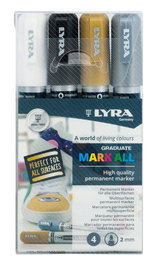 Marcador Permanente Lyra Graduate Mark All Conico 2,0 Mm. Surtido Estuche De 4