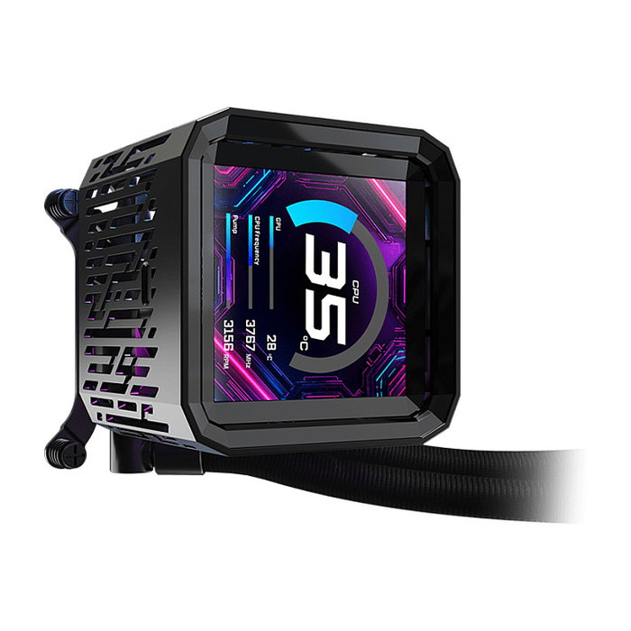 ASRock Kit Refrigeración Líquida Phantom Gaming 360 LCD, Pantalla IPS 3.4", 3 Ventiladores RGB 12cm PWM, Compatible con AM4/AM5/LGA1700/LGA1851