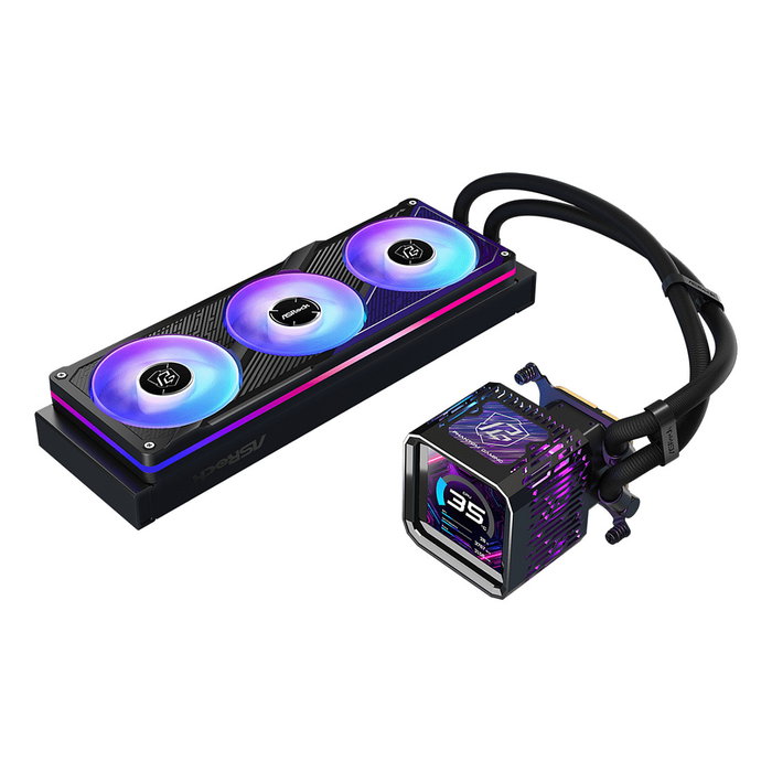 ASRock Kit Refrigeración Líquida Phantom Gaming 360 LCD, Pantalla IPS 3.4", 3 Ventiladores RGB 12cm PWM, Compatible con AM4/AM5/LGA1700/LGA1851