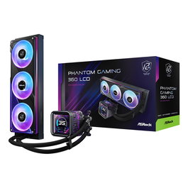 ASRock Kit Refrigeración Líquida Phantom Gaming 360 LCD, Pantalla IPS 3.4", 3 Ventiladores RGB 12cm PWM, Compatible con AM4/AM5/LGA1700/LGA1851
