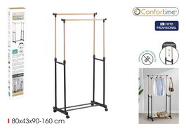 Inde Perchero Doble de Pared con Porta Sombrero, Madera, 80 x 43 x 90-160 cm (6 Unidades)