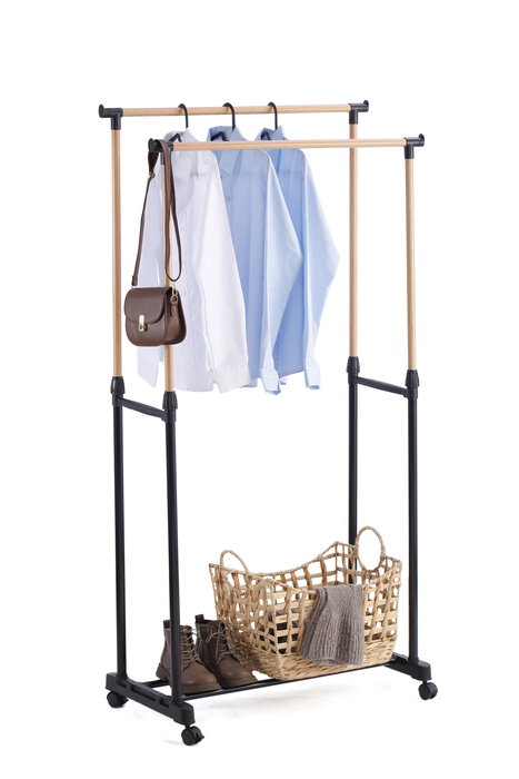 Inde Perchero Doble de Pared con Porta Sombrero, Madera, 80 x 43 x 90-160 cm (6 Unidades)