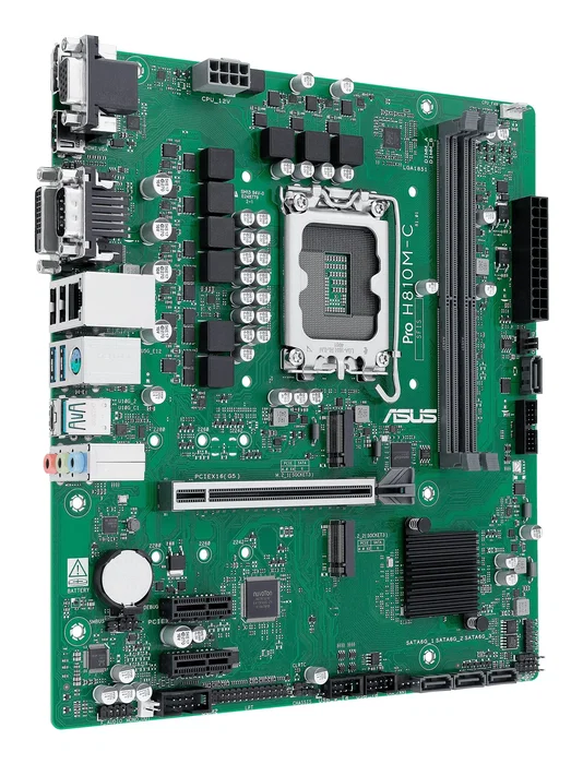 ASUS PRO H810M-C-CSM Placa Base Intel H810 LGA 1851 micro ATX, Compatible con Intel Core Ultra Serie 2, DDR5 Hasta 128 GB, HDMI, DisplayPort