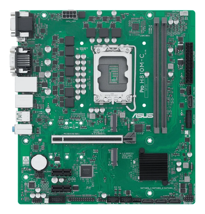 ASUS PRO H810M-C-CSM Placa Base Intel H810 LGA 1851 micro ATX, Compatible con Intel Core Ultra Serie 2, DDR5 Hasta 128 GB, HDMI, DisplayPort