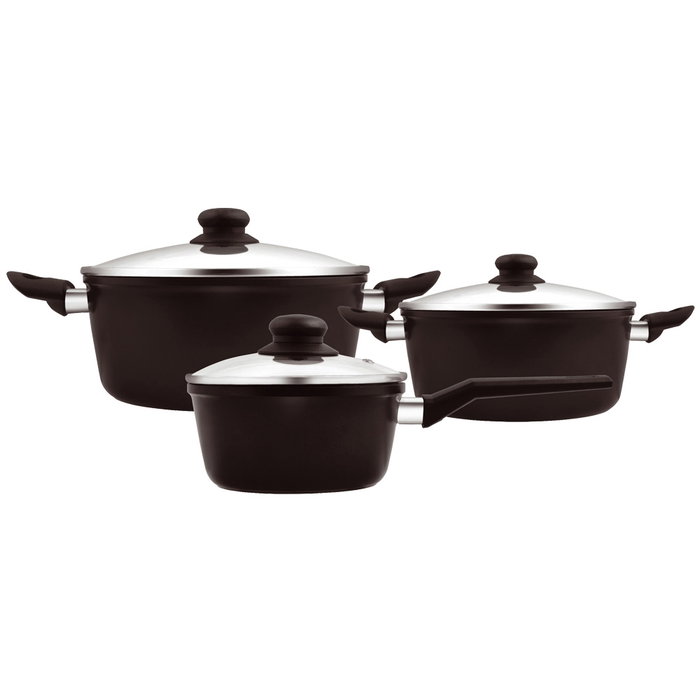 Day Batería de Cocina 3 Piezas Aluminio con Tapa Cerámica para Inducción