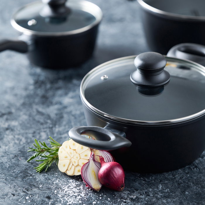 Day Batería de Cocina 3 Piezas Aluminio con Tapa Cerámica para Inducción