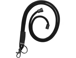 Djois Cordon Colgante Textil para Identificador con Llave Rígida y Mosquetón, 43 cm, Negro, Pack 10 Unidades