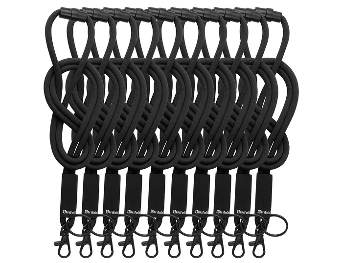 Djois Pack de 10 Cordones Colgantes Textiles Negros de 43 cm con Mosquetón Djois Pack de 10 Cordones Colgantes Textiles Negros de 43 cm con Mosquetón