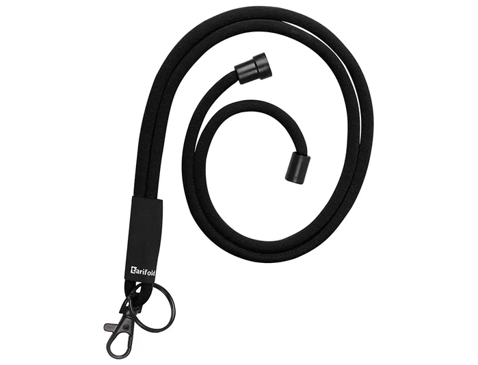 Djois Cordón Colgante para Identificador Textil con Llave Ro y Mosquetón, 43 cm, Color Negro, Pack de 10 Unidades