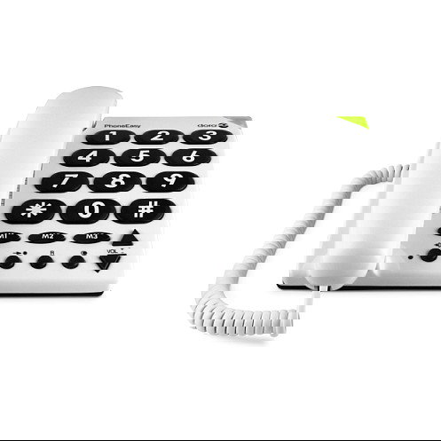 Doro PhoneEasy 311c Teléfono Analógico Blanco para Escritorio o Pared con Botones Grandes