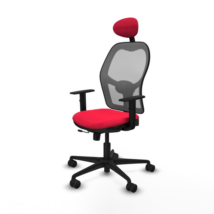 PIQUERAS Y CRESPO Silla de oficina Jorquera con mecanismo Sincro/Traslack, tela roja y malla gris
