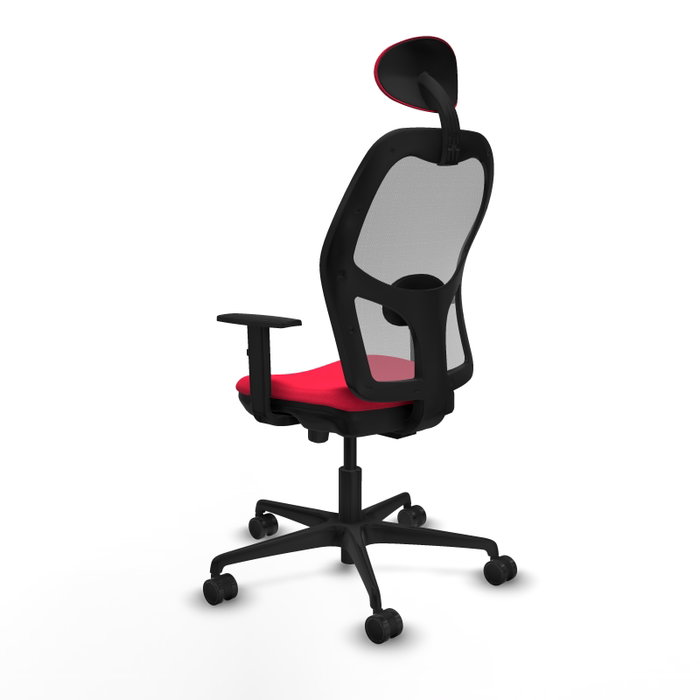 PIQUERAS Y CRESPO Silla de oficina Jorquera con mecanismo Sincro/Traslack, tela roja y malla gris