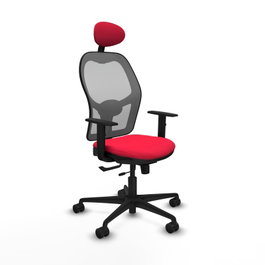 PIQUERAS Y CRESPO Silla de oficina Jorquera con mecanismo Sincro/Traslack, tela roja y malla gris