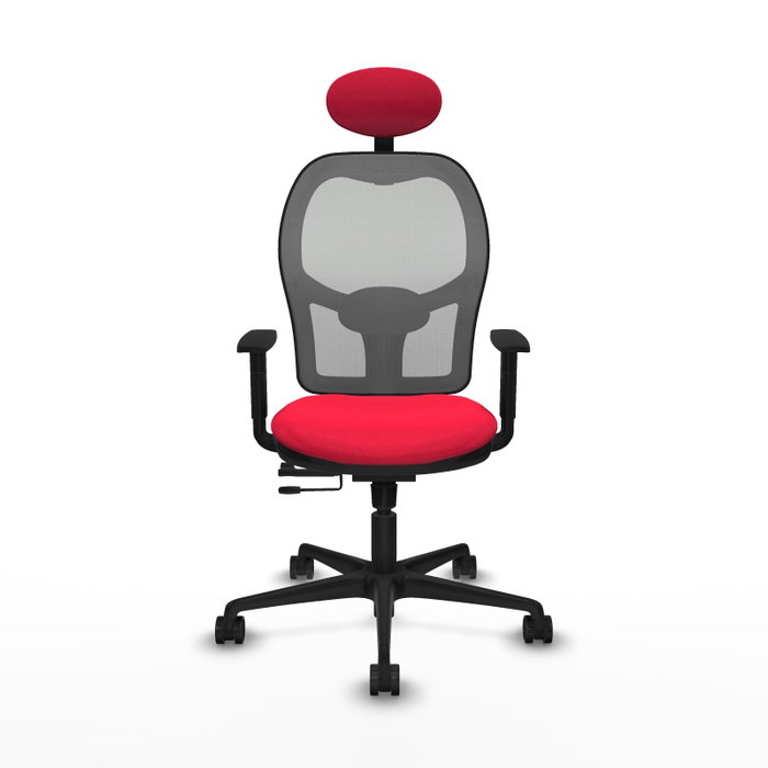 PIQUERAS Y CRESPO Silla de oficina Jorquera con mecanismo Sincro/Traslack, tela roja y malla gris