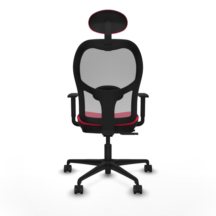 PIQUERAS Y CRESPO Silla de oficina Jorquera con mecanismo Sincro/Traslack, tela roja y malla gris