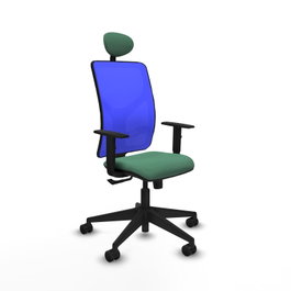 PIQUERAS Y CRESPO Silla de oficina Motilla con mecanismo Sincro, Tela Verde esmeralda y Malla Azul
