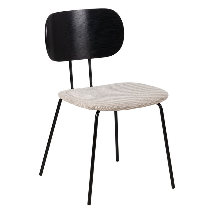 Silla Negro-Blanco Tejido-Metal Salón 48 X 55 X 82,50 cm (Set de 4)