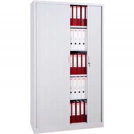 Bisley Armario Metálico Dos Puertas Persiana Correderas 100x45x198 cm Gris Incluye 4 Baldas Montado