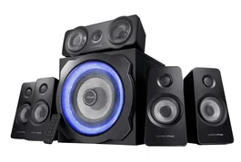 Trust GXT 658 Tytan Conjunto de Altavoces 5.1 180W (90W RMS) con Subwoofer de Madera, Compatible con PC, PS3, Xbox 360, Wii, Mando a Distancia, Negro