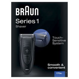 Braun Series 1 170 - Máquina de afeitar de láminas eléctrica, negro, lavable, a prueba de agua, con recortadora de precisión