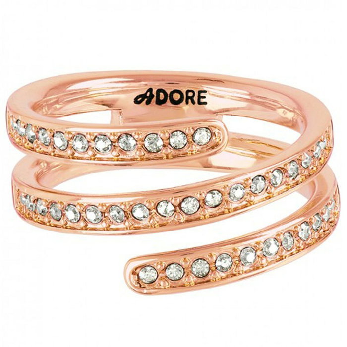 Adore Anillo Elegance SM Coil RG Rosa con 55 Cristales Swarovski, Talla 55