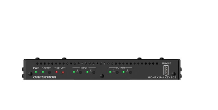 Crestron Receptor DM Lite 4K60 4:4:4 y Conmutador Automático 2x2 HDMI y USB 2.0, Modelo HD-RXU-4KZ-202