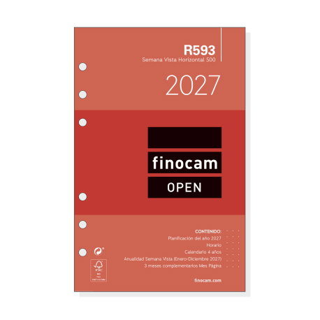 Finocam Recambio Agenda Anual 2027 R593 Open 500 Apaisado