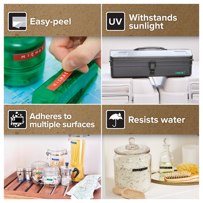 DYMO Omega - Prensa de Etiquetas Térmica de Impresión Directa Azul, para Uso Doméstico, Imprime en Etiquetas PVC hasta 9 mm