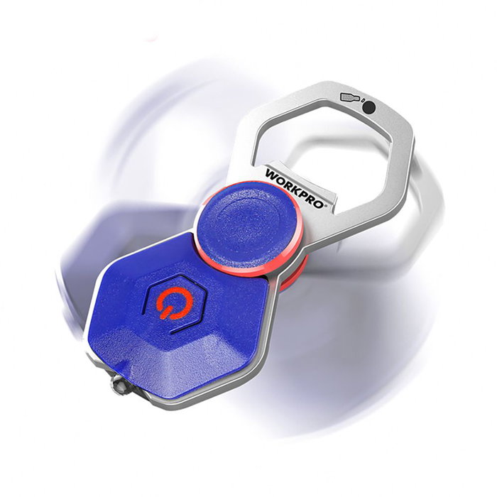 Workpro Llavero 3 en 1 Multiusos con Spinner, Abrebotellas y Luz LED