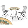 Ibergarden Set de Mesa Mosaico Ocre y 2 Sillas de Forja Negra