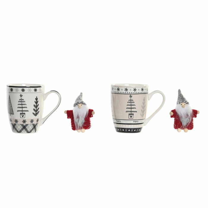 DKD Home Decor Set de 2 Tazas New Bone Blanco y Negro 360ml