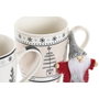 DKD Home Decor Set de 2 Tazas New Bone Blanco y Negro 360ml