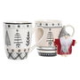 DKD Home Decor Set de 2 Tazas New Bone Blanco y Negro 360ml