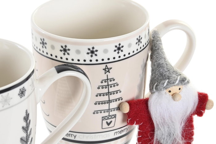 DKD Home Decor Mug Navidad Moderna Blanco Negro 8 x 10 x 12 cm Set de 2 (360ml) DKD Home Decor Mug Navidad Moderna Blanco Negro 8 x 10 x 12 cm Set de 2 (360ml)
