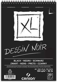 Bloc De Dibujo Canson Xl Black Drawing Con Espiral Doble Grano Fino Y Grueso A5 150G 20H
