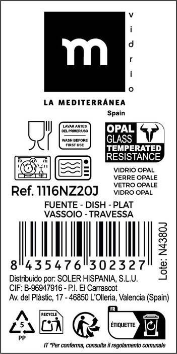La Mediterranea Fuente Oval Opal Everett 35.2 cm de 12 unidades