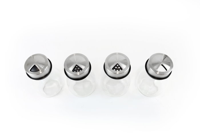 Quttin Set de 6 Especieros de Vidrio con Soporte Metálico