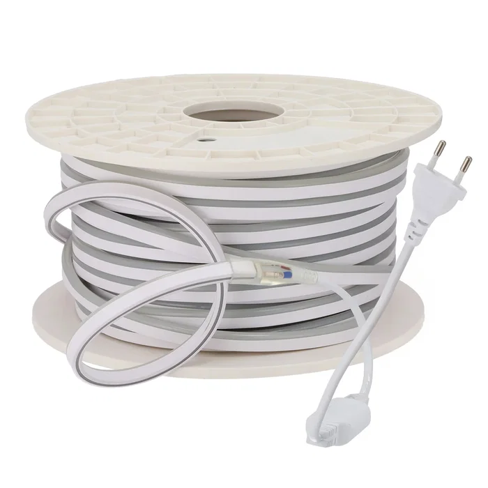 Tira Flexible LED 10W/M 220VAC 120LEDs/M SMD2835 IP65 3000K Blanco Cálido 50 Metros