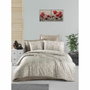 Aucune Juego de cama de algodón satén, Capuchino, 220x240 cm con 2 fundas de almohada