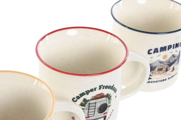DKD Home Decor Mug Alpino Porcelana Multicolor 340ml 8.7 x 8 x 9.4 cm (12 Unidades)