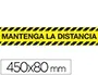 Cinta Adhesiva Señalización Mantenga Distancia Seguridad PVC 165 Micras 450x80 mm